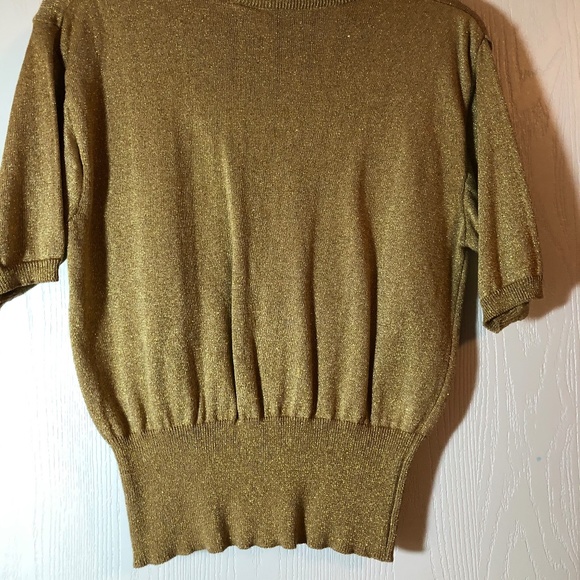Metallic Gold knit sweater top - Picture 3 of 4